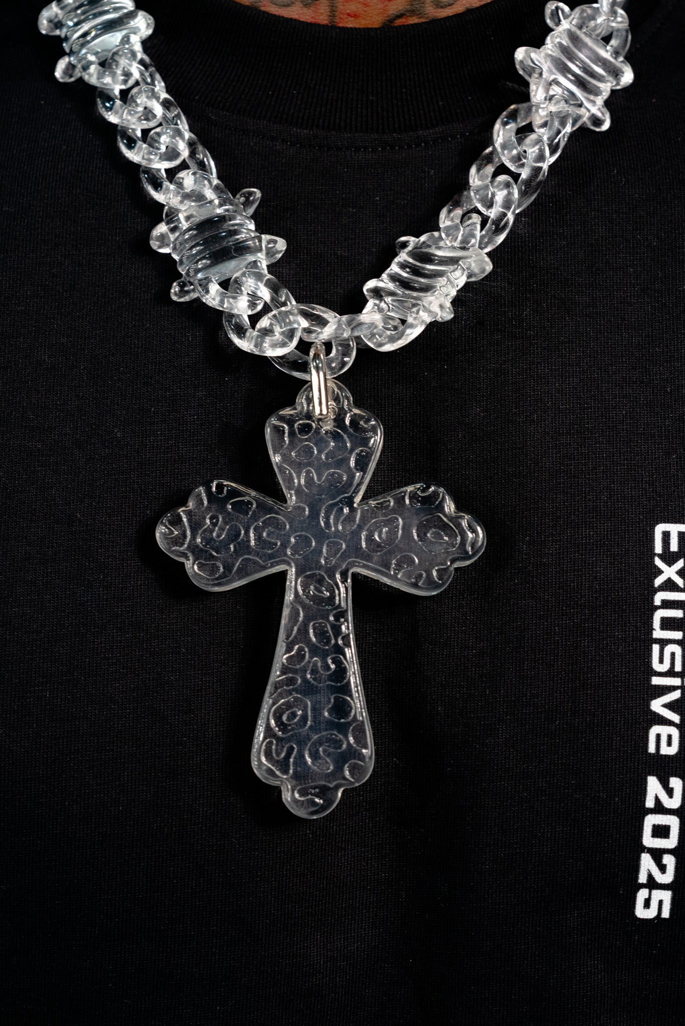 Radiant Iridescent Cross Statement Necklace