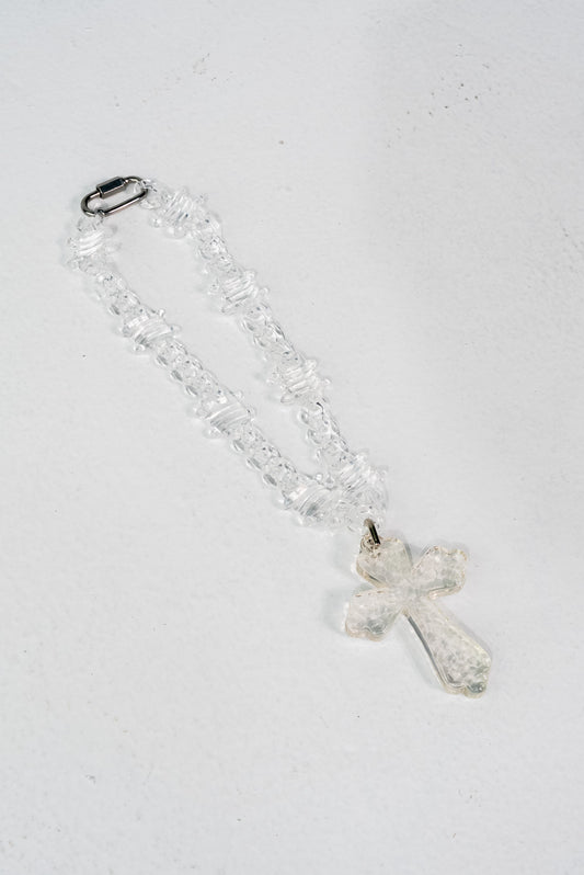 Radiant Iridescent Cross Statement Necklace